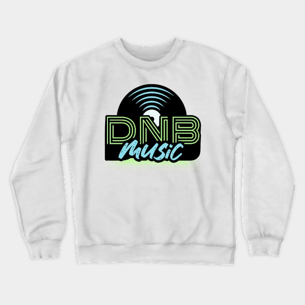 DNB - Music Vinyl (blue/green) Crewneck Sweatshirt by DISCOTHREADZ 